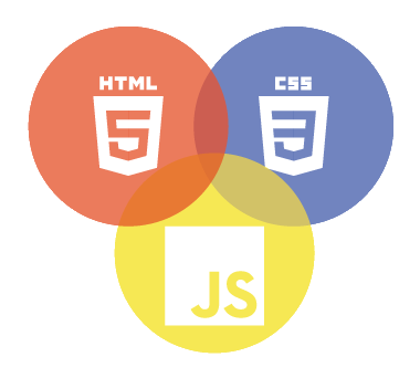 circle icons of html,css,js (3 circles) in a venn diagram fashion